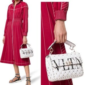 Valentino Garavani Rockstud Spike VLTN  Leather Medium Chain Top Handle Purse